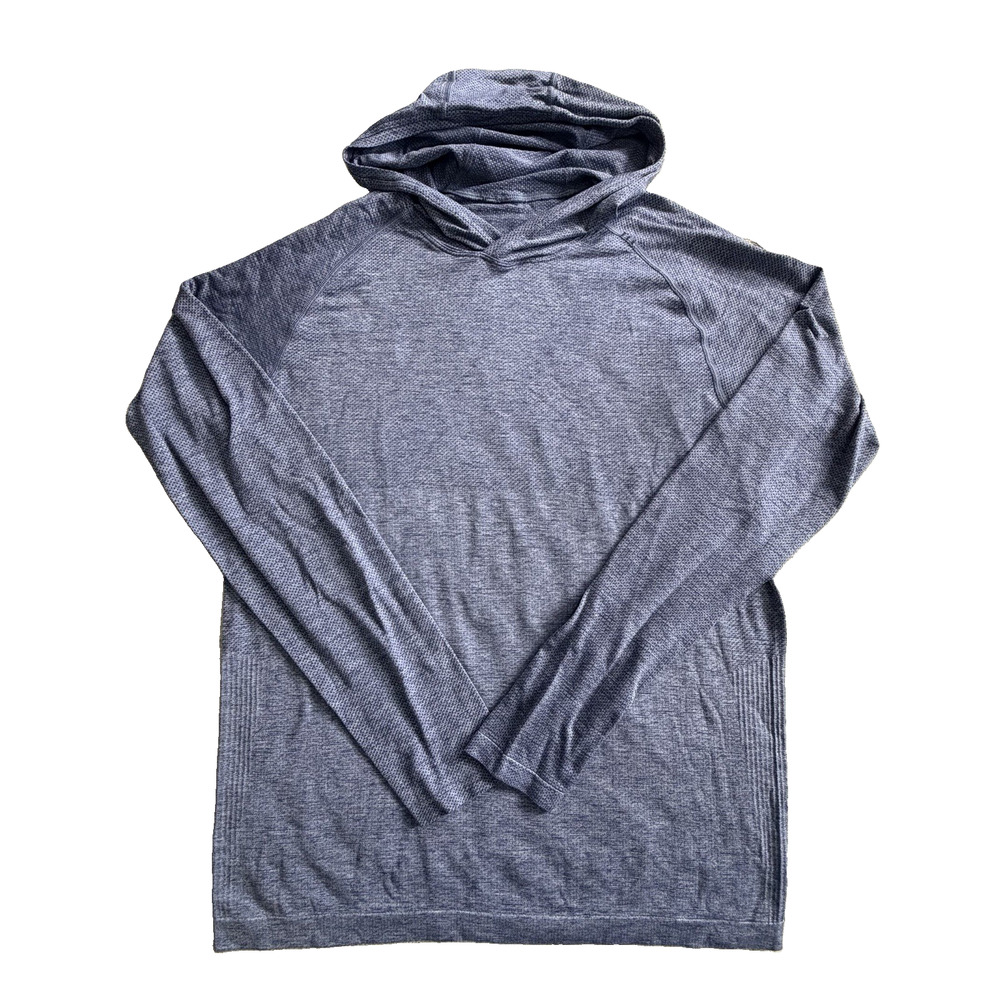 Lululemon Metal Vent Tech Blue Logo Hoodie Long Sleeve Shirt Men's M EUC